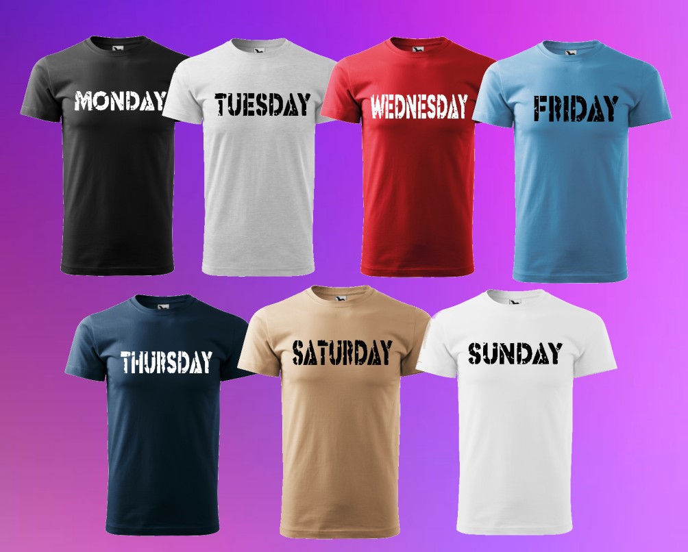 Koszulka męska Basic 129 Zestaw koszulek na cały tydzień